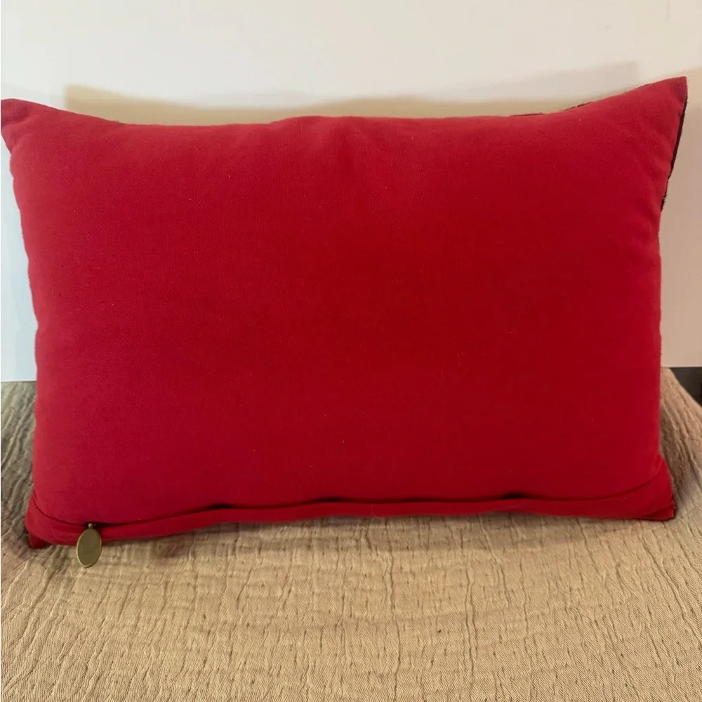 Pier 1 Plaid Merry Beaded Holiday Pillow